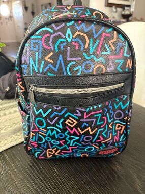 Stranger Things Funko Black Mini Backpack with Multicolor Geometric Print